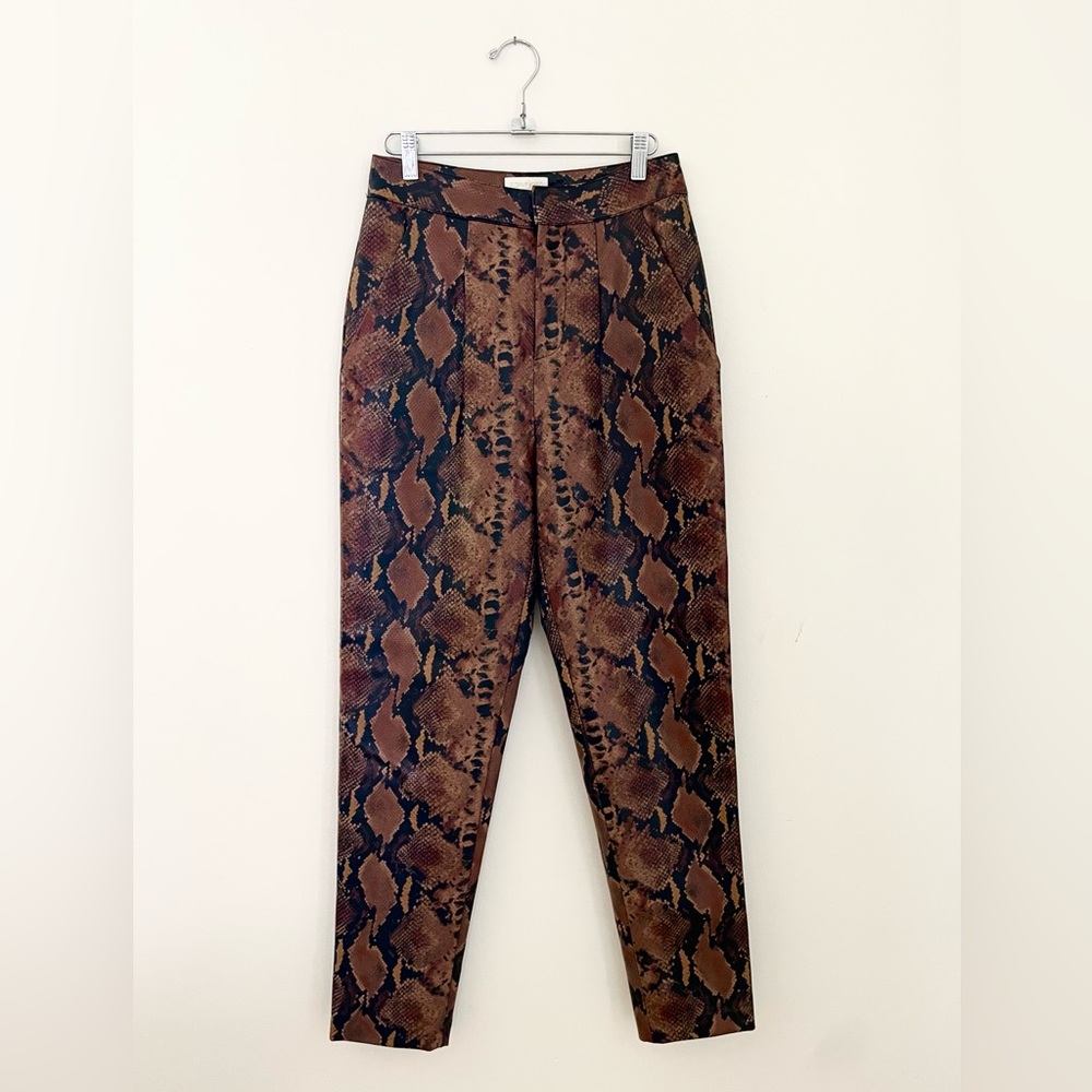 RONNY KOBO reptile print faux leather trouser pants S